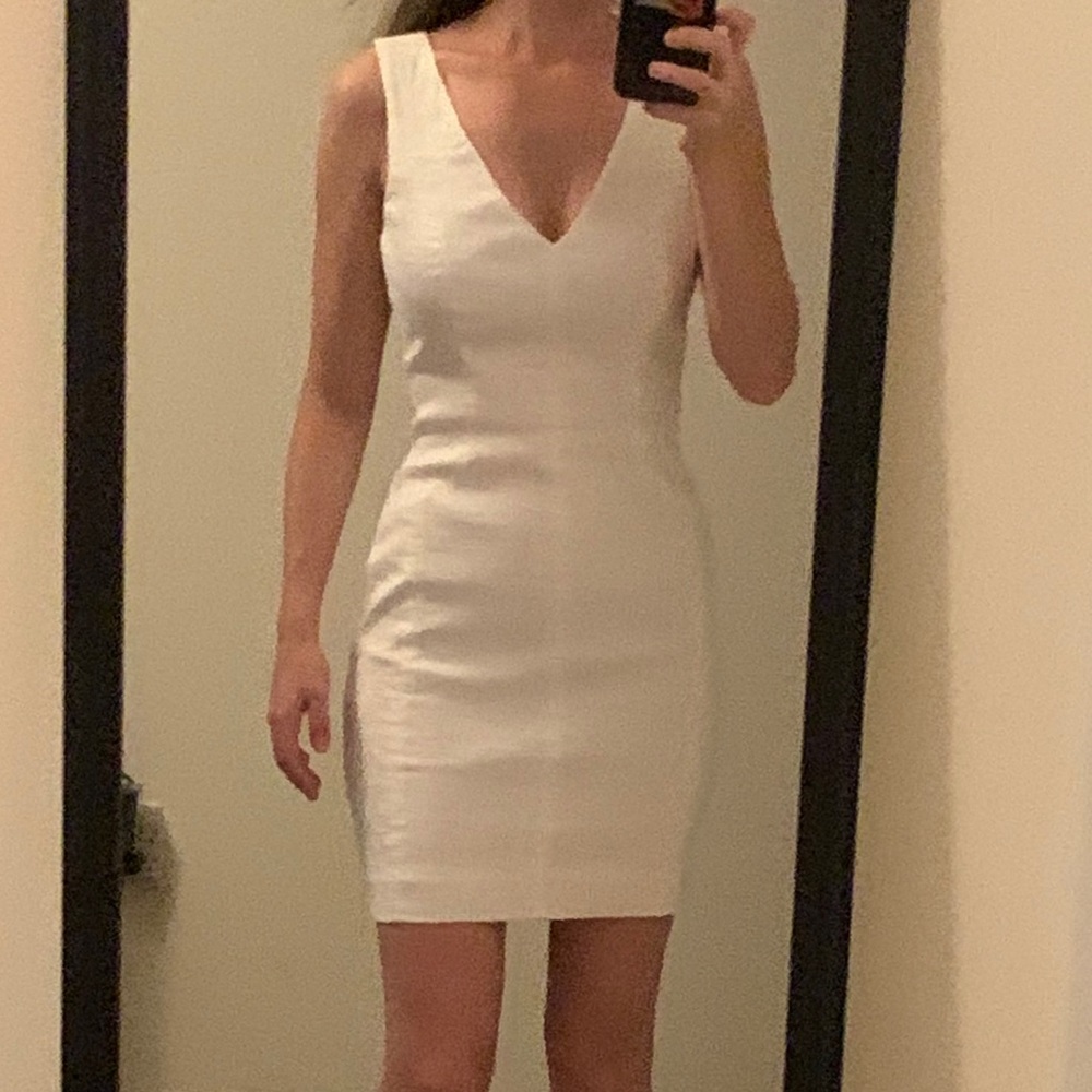 Bebe white linen dress
